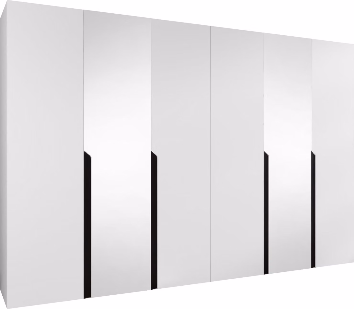 MIRJAN24 Armadio Mila 2 300 con specchio, camera da letto, armadio, con sei ante a battente e quattro aste appendiabiti, moderno, armadio guardaroba (colore: bianco + nero)