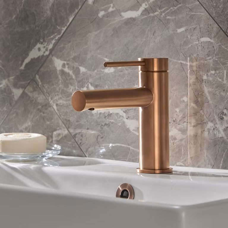 Rubinetto Lavabo Monoforo Miscelatore Rame Satinato - Otto