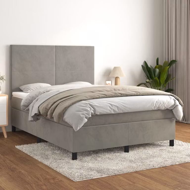 Maison Exclusive - Giroletto a Molle con Materasso Grigio Chiaro 140x190cm Velluto