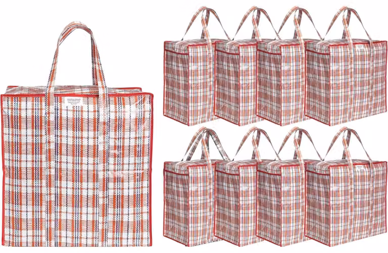 Set di 9 sacche impermeabili da 75 litri con cerniera, colore rosso