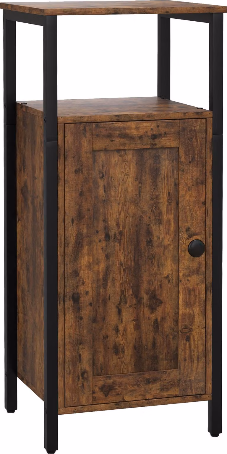 Fortuna Lai Tavolino, tavolino da salotto in design industriale, tavolino da caffè con ripiano regolabile, per soggiorno, camera da letto, 34 x 30 x 80 cm, marrone rustico