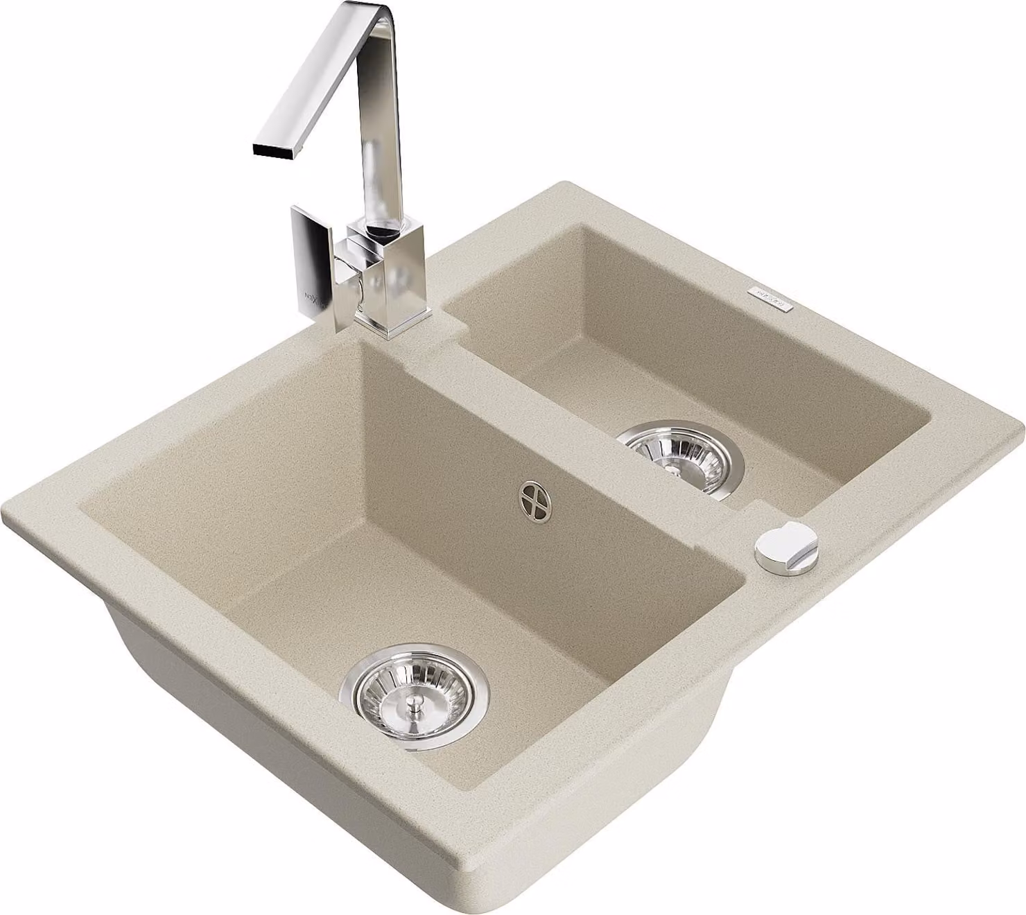 Mexen Carlos lavello in granito 1,5 vasca con miscelatore da cucina Rita, beige - 6518-69-670300-00