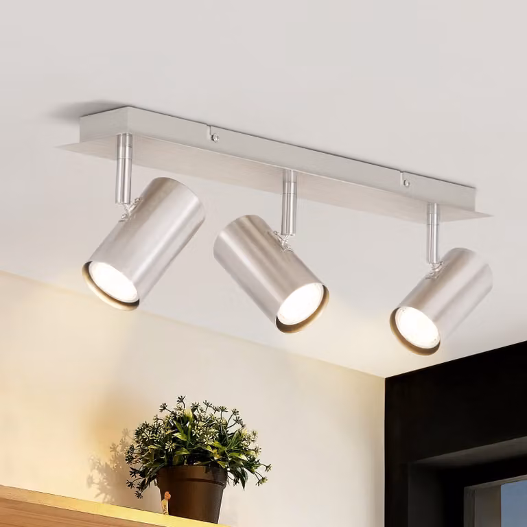 ZMH LED plafoniera a 3 fiamme faretto da soffitto GU10 lampada da soffitto corridoio 330° orientabile faretto da soffitto moderno nichel interno per camera da letto soggiorno cucina corridoio