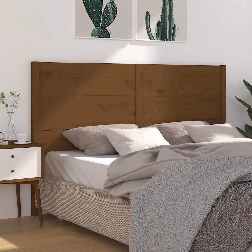 Testiera per letto vidaXL in legno di pino massiccio, colore marrone, L 126 x P 4 x H 100 cm