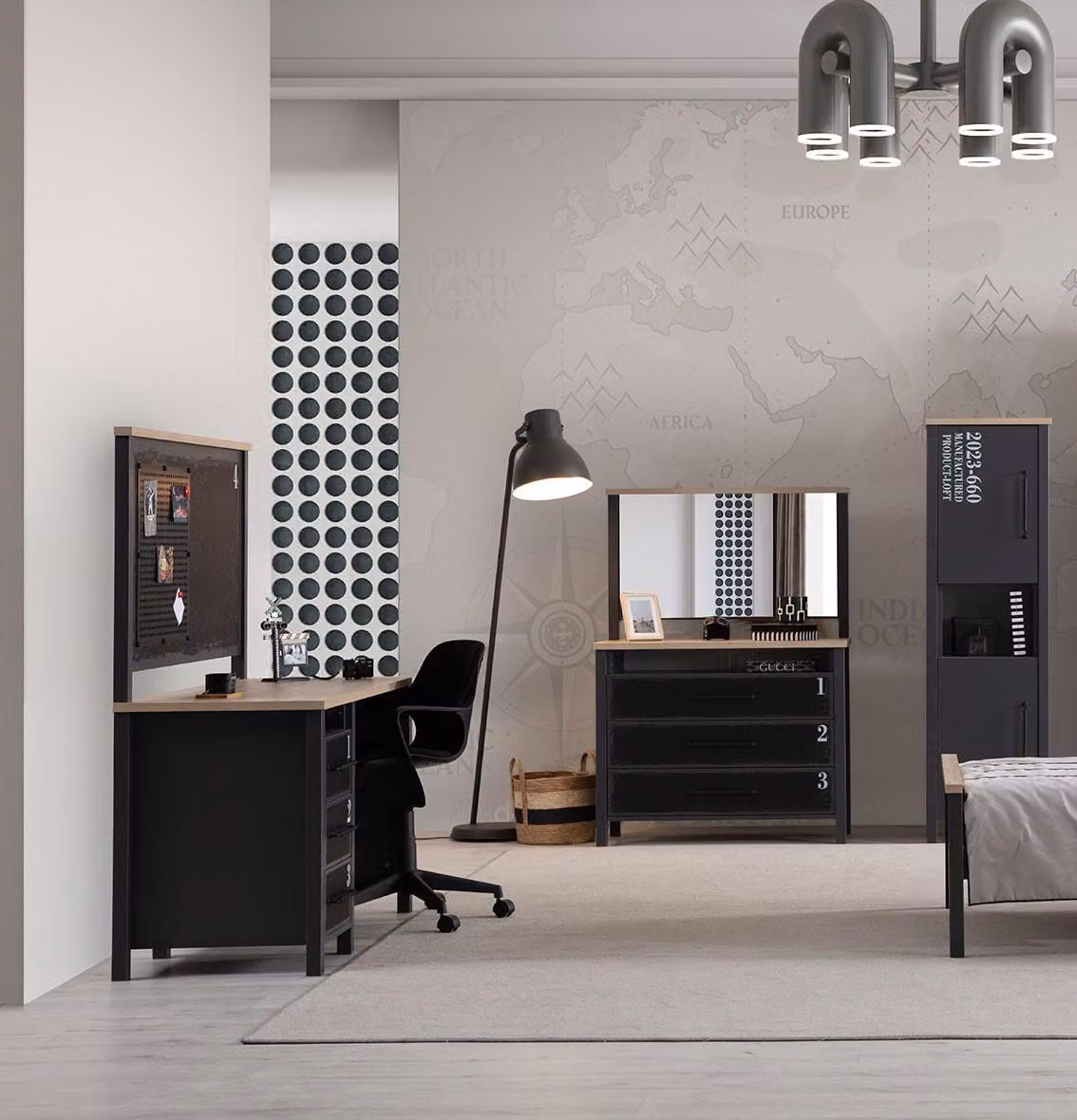 Kompletter Schlafzimmer-Set Designer Schminktisch Bücherregal Tisch