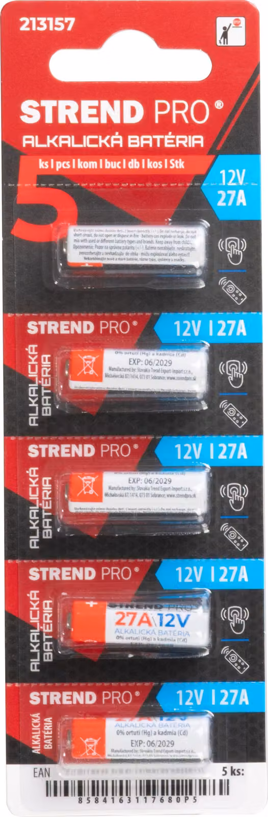 Batteria Strend Pro, alcalina, 27A, Zinco, conf. 5 pz