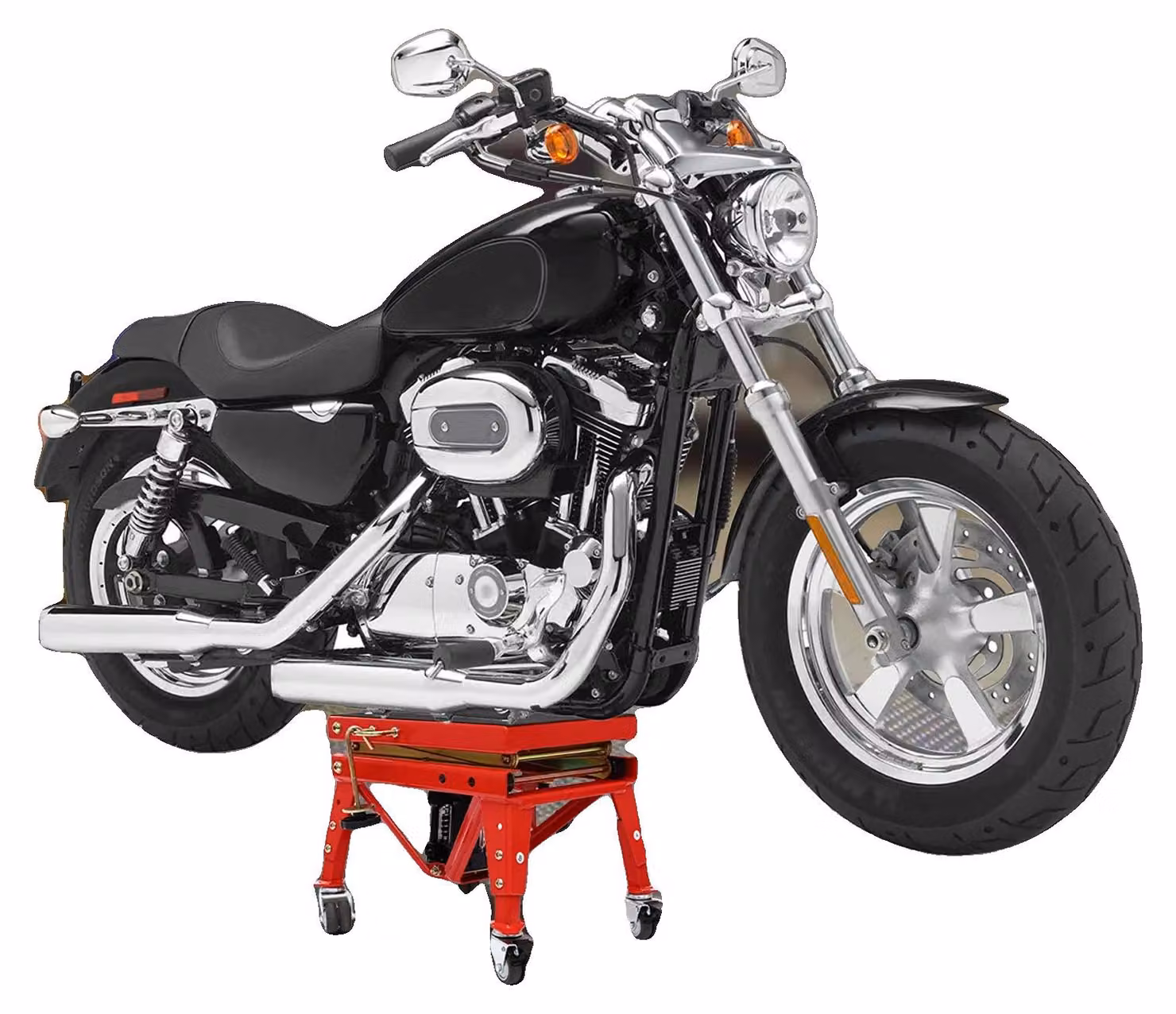 Sollevatore per motociclette, altezza regolabile da 30 a 80 cm, capacità di carico 159 kg, struttura robusta in ferro e gomma, ruote universali, funzionamento idraulico