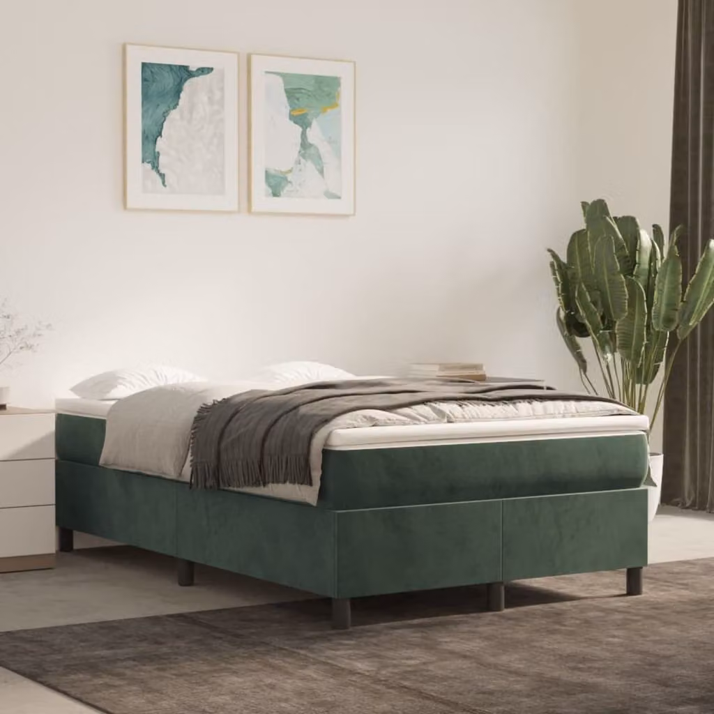 The Living Store Letto a molle con materasso verde scuro 120x200 cm in velluto