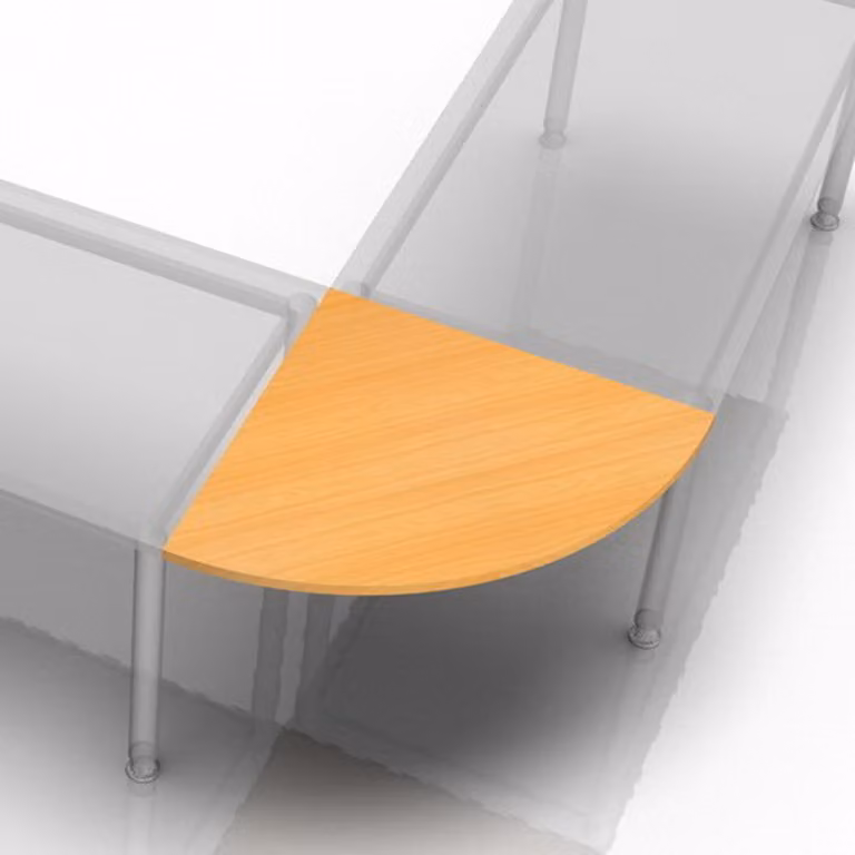 Tavolo da conferenza - Piano (senza gambe) / Quarto di cerchio. Modello Kontor, dimensioni 80 x 80 cm, in legno di faggio