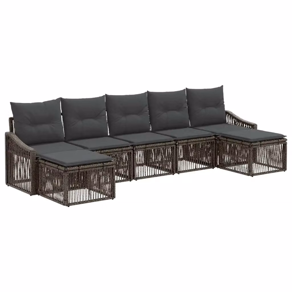 Set Divano da Giardino a L con 7 Pezzi vidaXL Grigio con Cuscini e Ottoman – 2