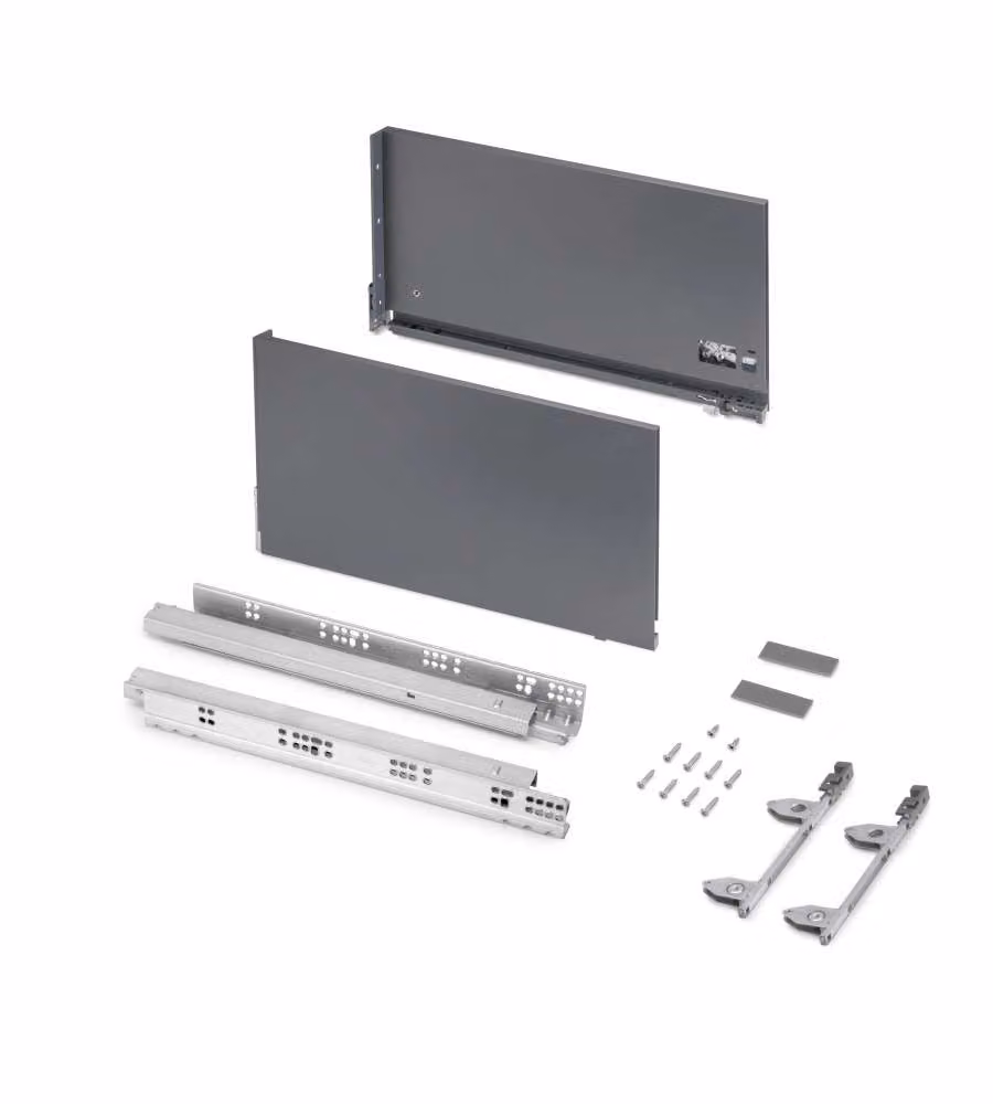 Emuca Cassetto esterno Vertex 3D 60 kg altezza 242 mm, profondità 450 mm, Grigio antracite, Acciaio 1 UN