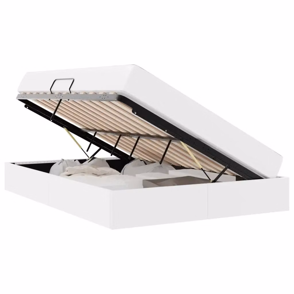 Letto con contenitore e 2 materassi ibridi vidaXL in ecopelle bianca L 140 x P 200 x H 43,5 cm – 2