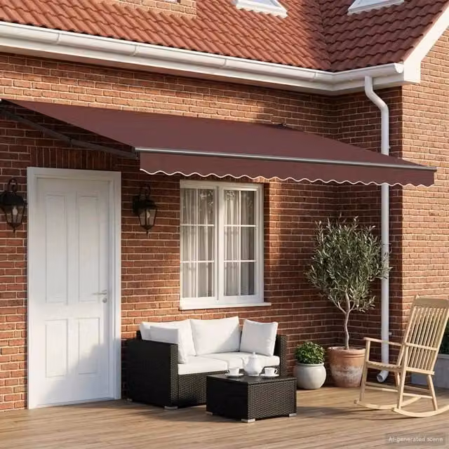Tenda retrattile manuale con LED Marrone e Antracite 5 x 3 m 3419499