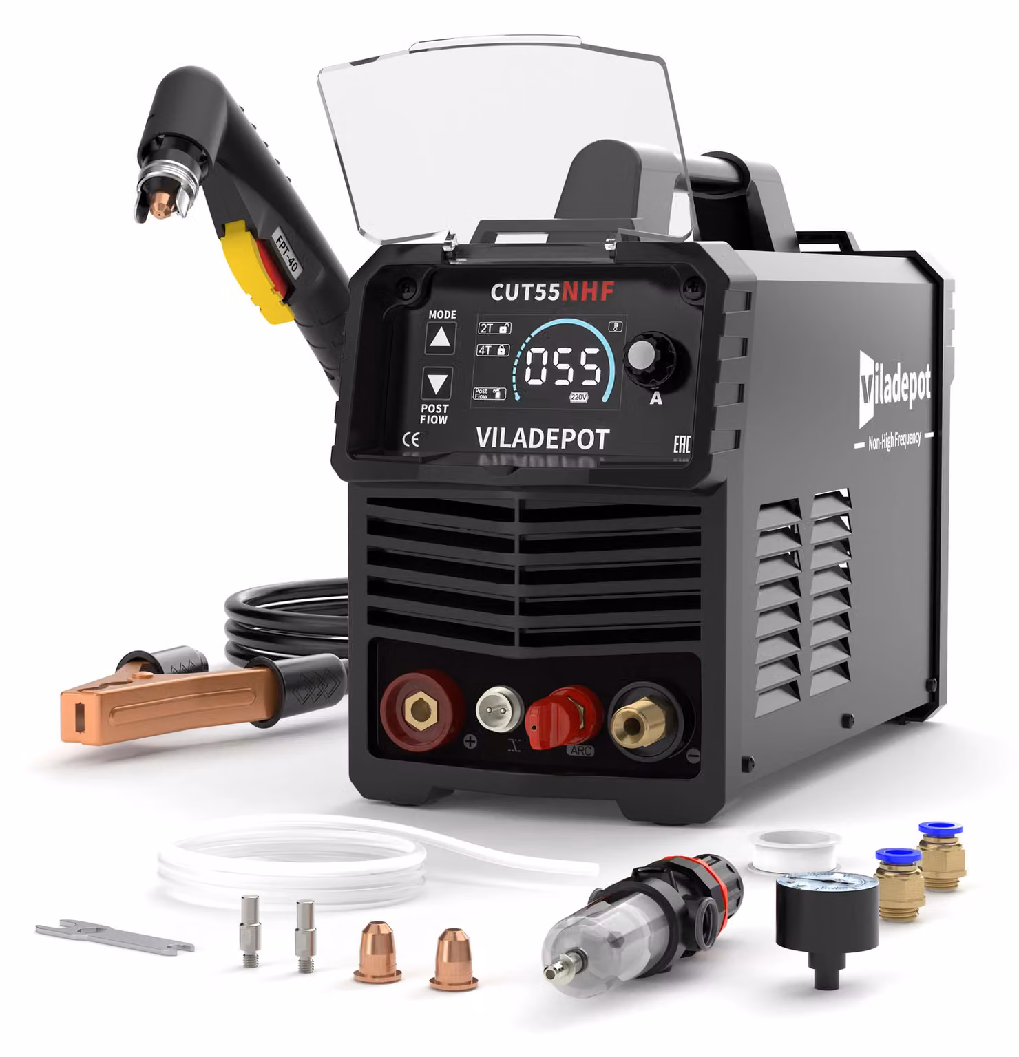 Tagliasaldatura al plasma - CUT55 NHF - 55A - 220–240V - Spina europea - Accensione ad arco pilota senza alta frequenza - Compatibile con CNC - Taglio netto di 15 mm - Profondità di taglio massima di 20 mm