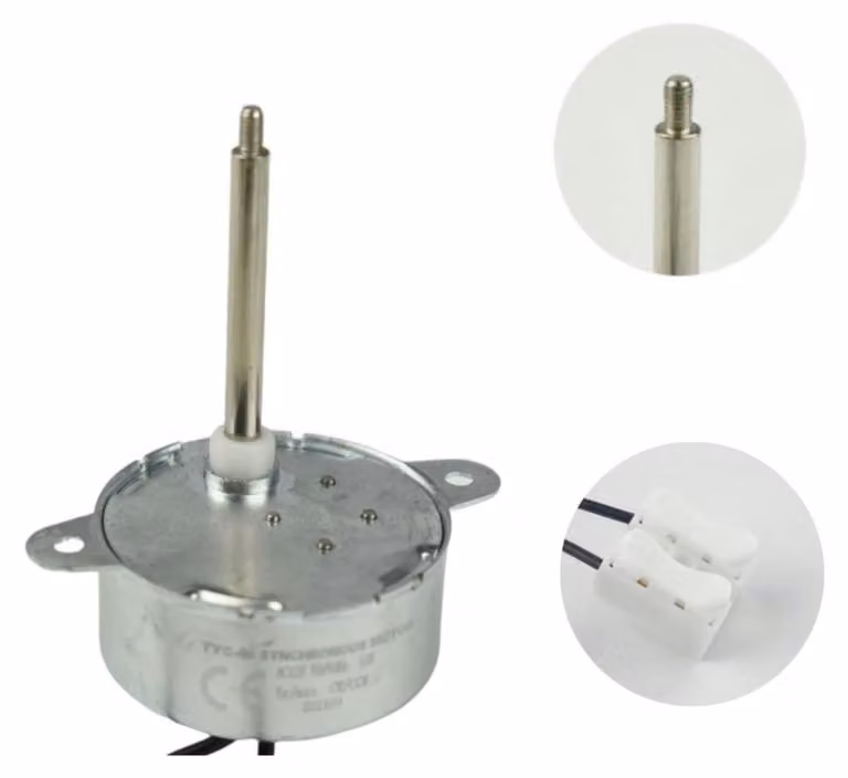 Motore sincrono AC, 12V, 5 giri al minuto, diametro 35 mm, con albero per rotazione in senso orario e antiorario