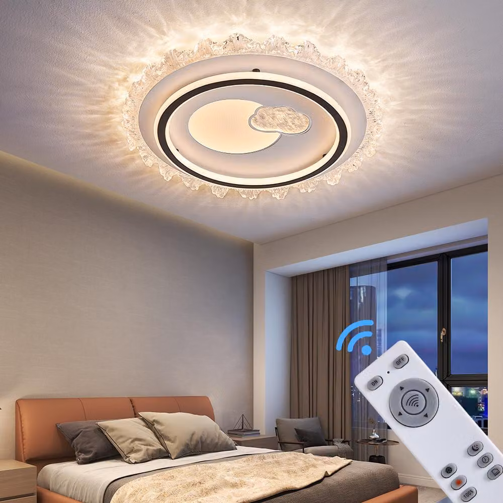 Lampada da soffitto a LED con controllo tramite telecomando/app per smartphone, con possibilità di regolare la tonalità della luce. Modello: TY1805-1