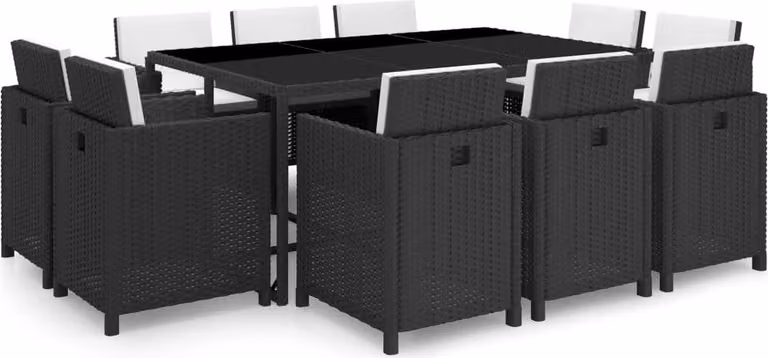 Maison Exclusive - Set da pranzo da giardino 11 pezzi con cuscini in polyrattan nero