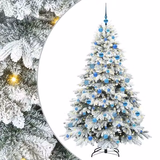 Albero di Natale | Decorazioni natalizie artificiale con 300 LED Bianco 180 cm PE e PVC