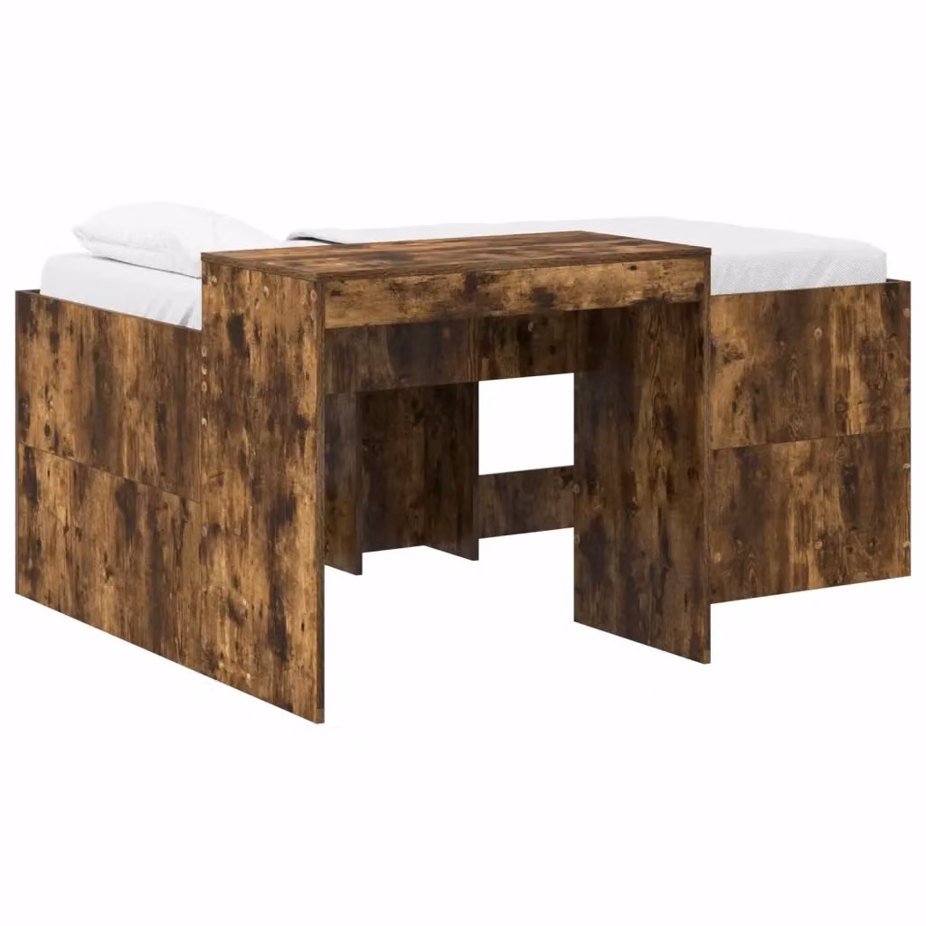 Letto alto singolo per bambini con scrivania vidaXL in legno Rovere Fumo L: 160 cm, P: 80 cm, H: 163 cm – 2