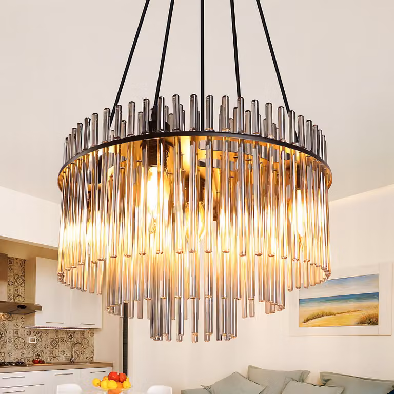 ZMH lampada a sospensione tavolo da pranzo lampada a sospensione 5 fiamme E27 lampada a sospensione in vetro Ø 40 cm lampada sala da pranzo oro per sala da pranzo caffè bar cucina camera da letto (senza lampadina)