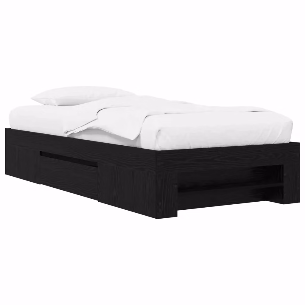 Letto con contenitore vidaXL in legno Rovere Nero L: 80 cm, P: 200 cm, H: 34 cm – 2