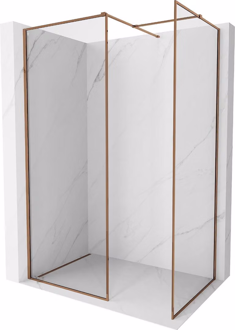 Mexen Kioto-F pannello doccia Walk-in con cornice 180 x 80 cm, trasparente 8 mm, oro rosa - 800-180-202-04-60-080
