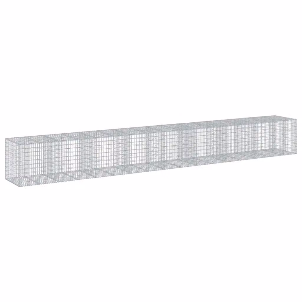 vidaXL Cesto Gabbione con Copertura in Ferro Zincato Grigio L: 950 cm, P: 100 cm, H: 100 cm – 2