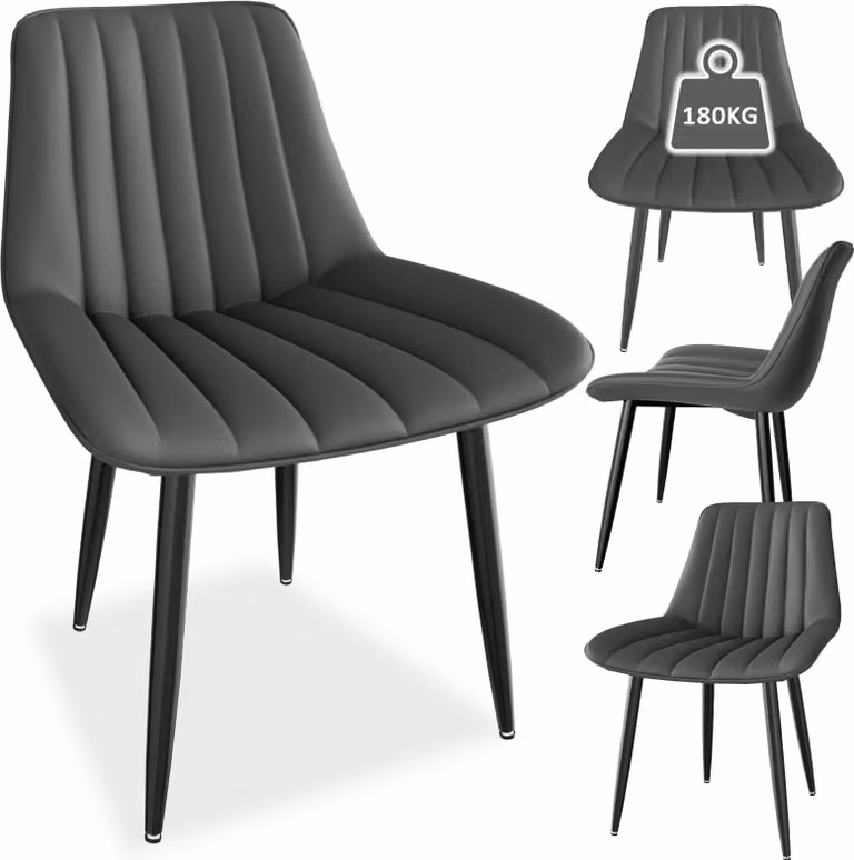 Sedie da pranzo AIORBER (set di 4), in Pelle finta PU, cuscino di seduta di 5 cm, comode e pratiche, schienale a U, per sala da pranzo, cucina, 67x57x52,5 cm, grigio