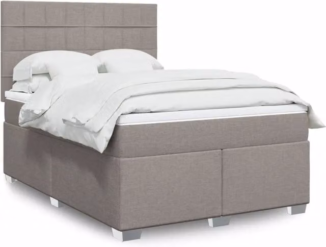Letto Ibrido vidaXL con Giroletto a Molle e Materasso in Tessuto, Colore Grigio, L/P: 160 x 200 cm