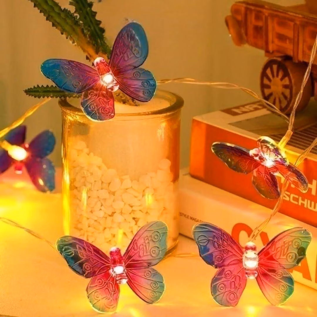 3M, 20 LED a forma di farfalla, luci decorative, luce bianca calda, catena luminosa