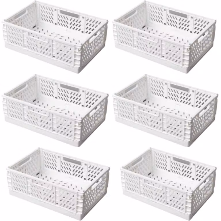 Solidchoice - Set di 6 contenitori pieghevoli in plastica, colore bianco