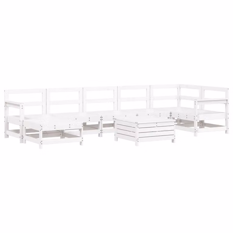 Set Divani da Giardino 8 pz in Legno Massello di Pino Bianco