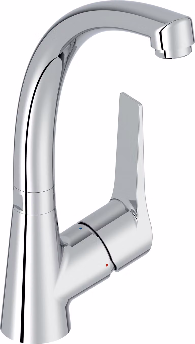 Rubinetto da cucina, cromo, girevole a 360°, cartuccia C3, altezza 30,6 cm