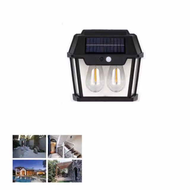 APPLIQUE LAMPADA DOPPIO LED MURO PARETE PER ESTERNO SOLARE CREPUSCOLARE GIARDINO