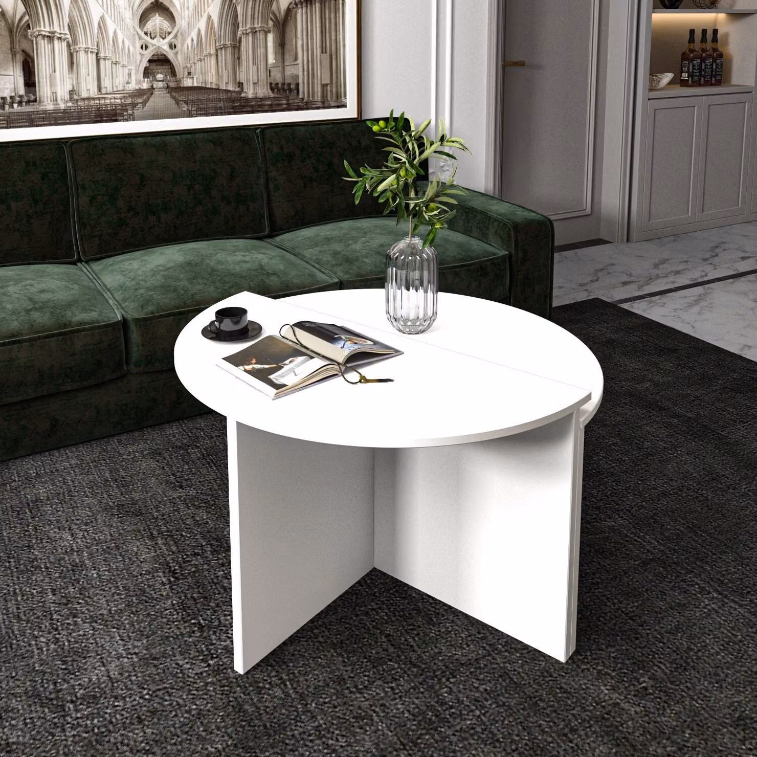 Skye Decor, Dolunay - Bianco, tavolino, bianco, 100% pannelli di particelle rivestiti in melamina, 70 x 38 x 51,8 cm