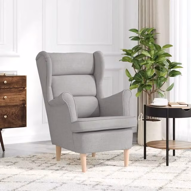 Poltrona moderna vidaXL in tessuto grigio con braccioli e imbottitura in schiuma, L: 74 cm, P: 84 cm, H: 100 cm
