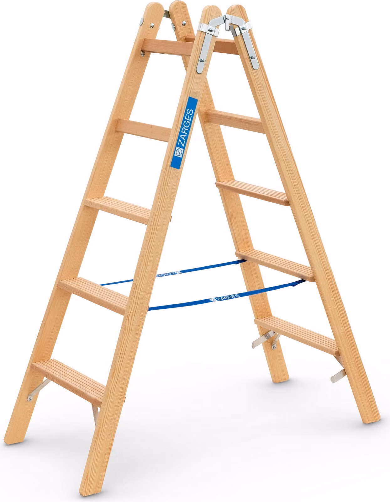 Scala a pioli in legno Zarges Crestastep B, utilizzabile su entrambi i lati, 2x5 gradini