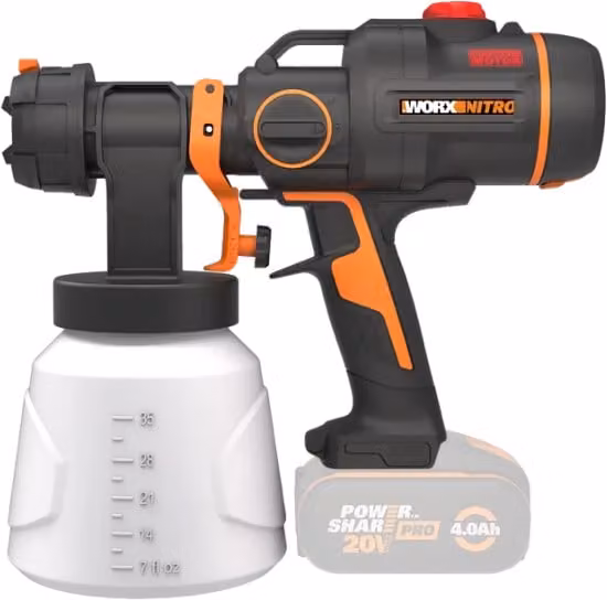 Spruzzatore elettrico brushless Worx WX020.9 20V con serbatoio da 1000 ml per verniciatura di pareti, lacche, impregnanti e vernici, multicolore – 1