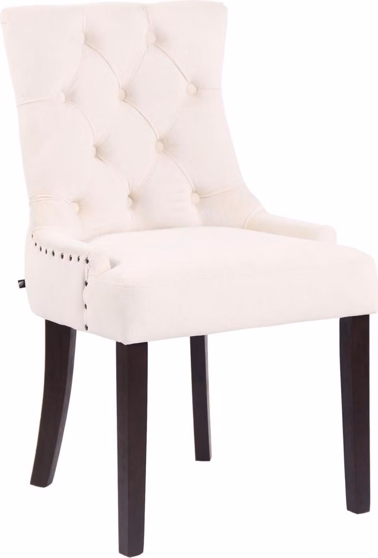 Sedia da pranzo in velluto - Sedia da cucina - Alto comfort - Legno di gomma vellutato | Colore: Crema | Colore chiaro: Antico