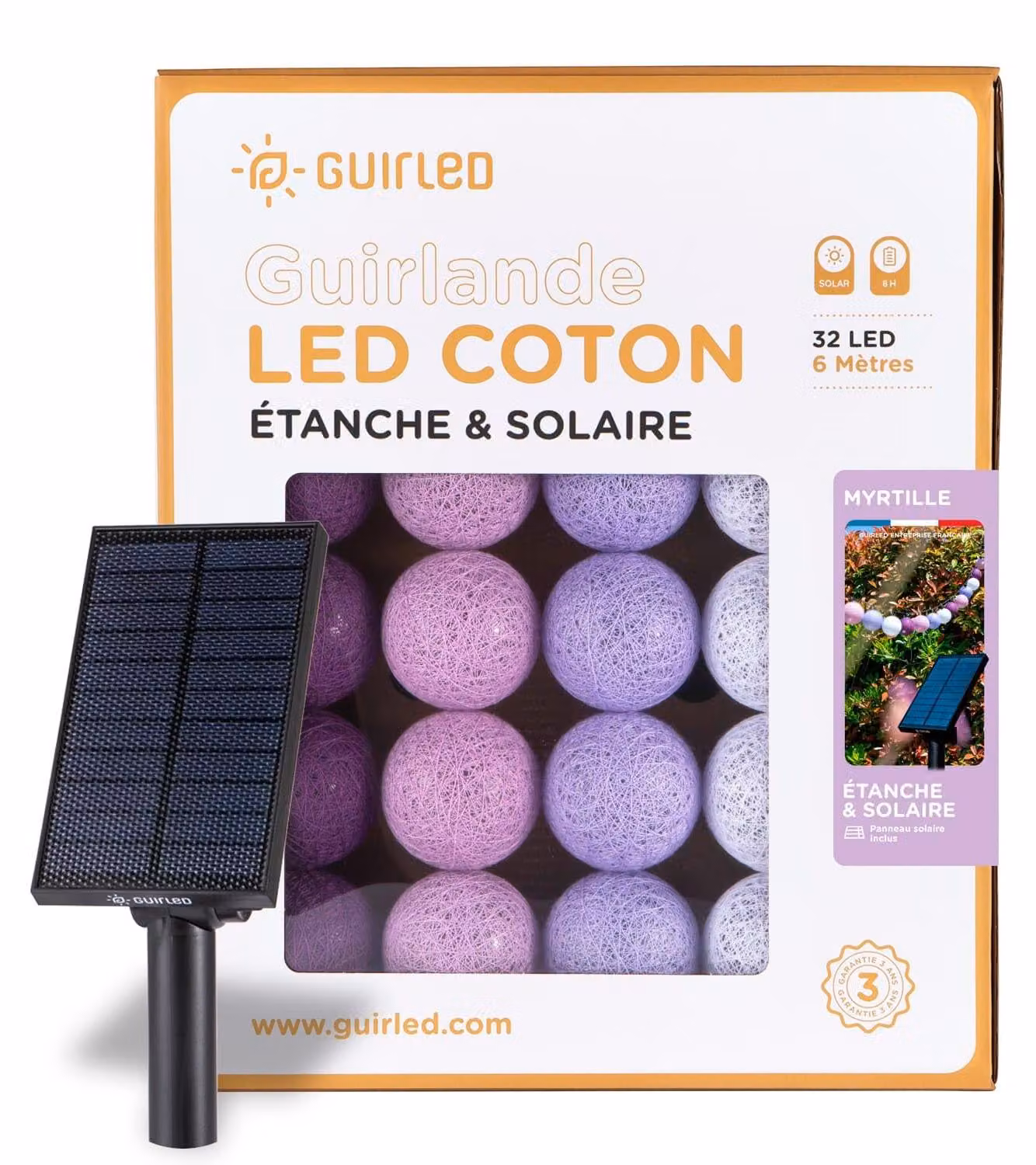 Catena luminosa con 32 luci a forma di sfera, lunghezza 6 metri, alimentazione solare, grado di protezione IP65, colore blu