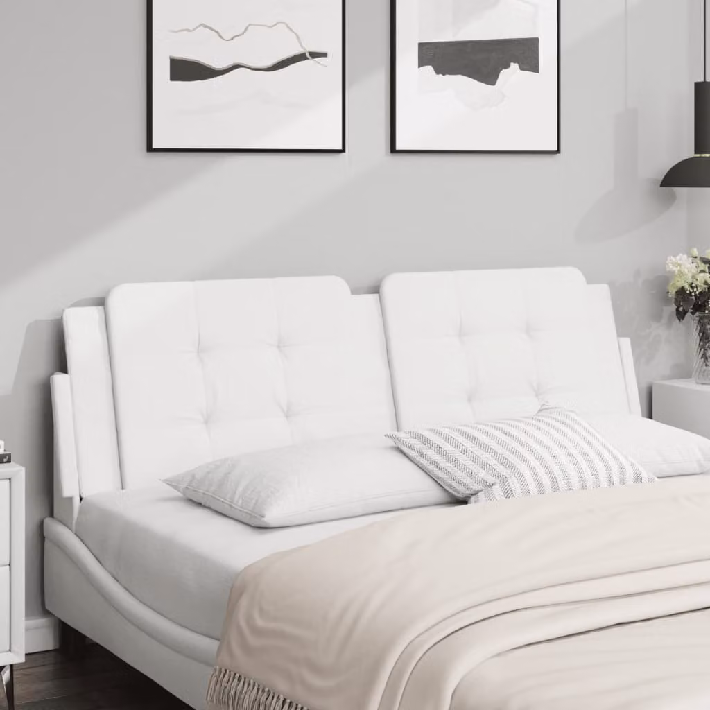 Testiera per letto imbottita vidaXL Zadar in similpelle bianca, L: 160 cm
