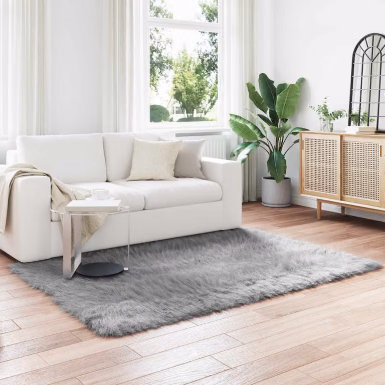 Tappeto moderno vidaXL in poliestere grigio, L 140 cm x P 200 cm