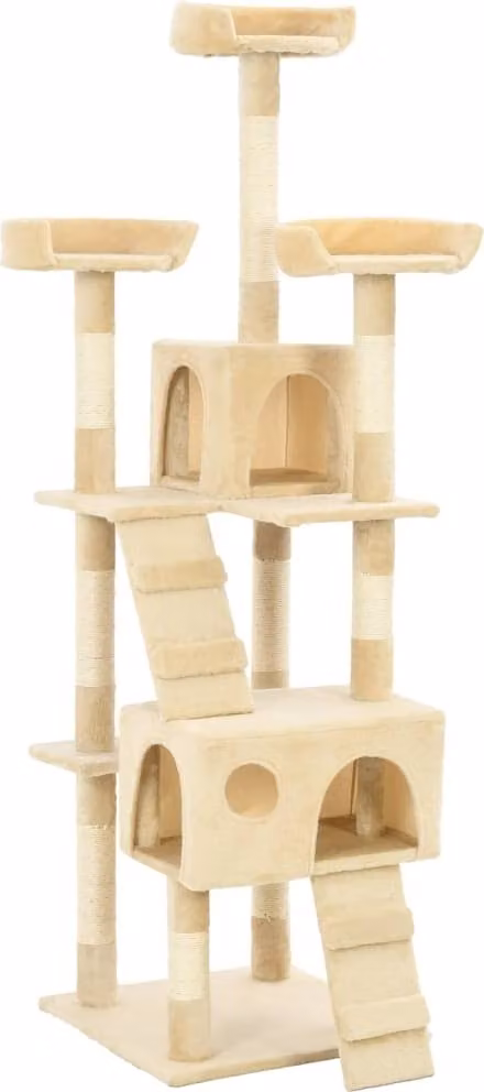 The Living Store Tiragraffi per gatti con colonne in sisal 170 cm Beige