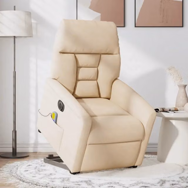 Poltrona a Rialzo Reclinabile con Assistenza Elettrica vidaXL in Microfibra Beige