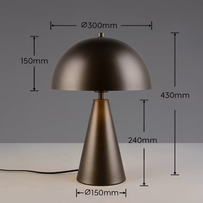 Trio Lighting Lampada da tavolo Alfie, Alluminio / Grigio / Zincato, Soggiorno / Sala da pranzo, Metallo, Lampada da tavolo