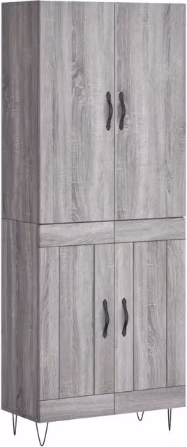 Credenza | Madia | Buffet da pranzo | Armadio da pranzo Grigio Sonoma 69,5x34x180 cm in Legno Multistrato