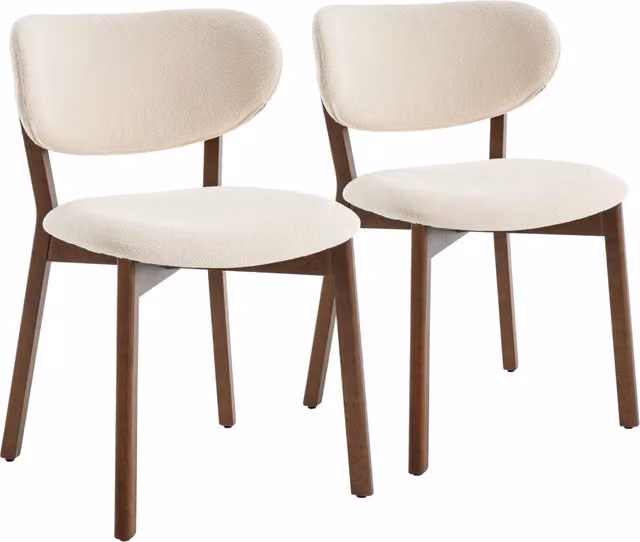 Set di 2 sedie AURA in legno scuro e tessuto boucle beige