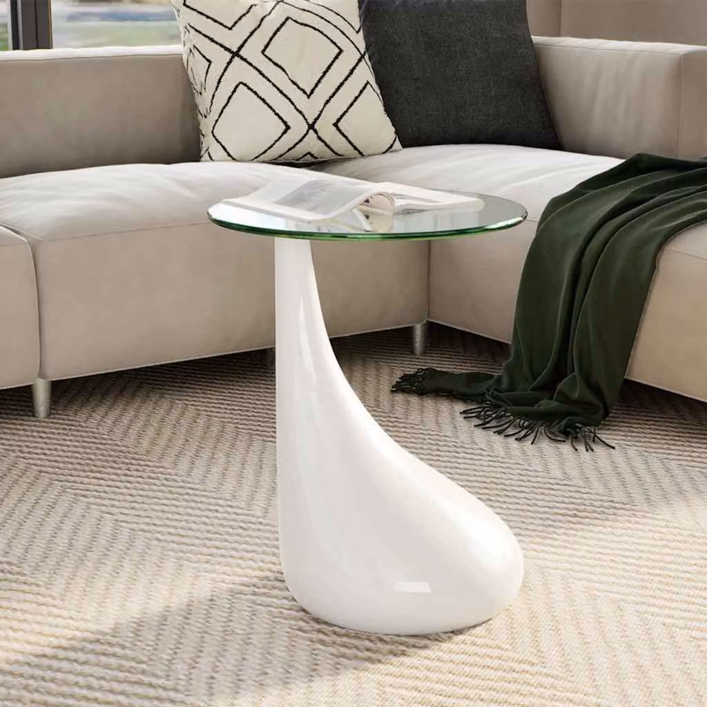 vidaXL Tavolino da Salotto Moderno con Ripiano Ovale in Vetro Bianco Lucido