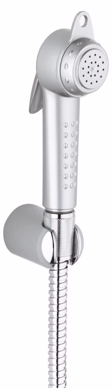 Set doccia con soffione manuale, supporto e tubo flessibile, cromato, attacco da 1/2 pollice