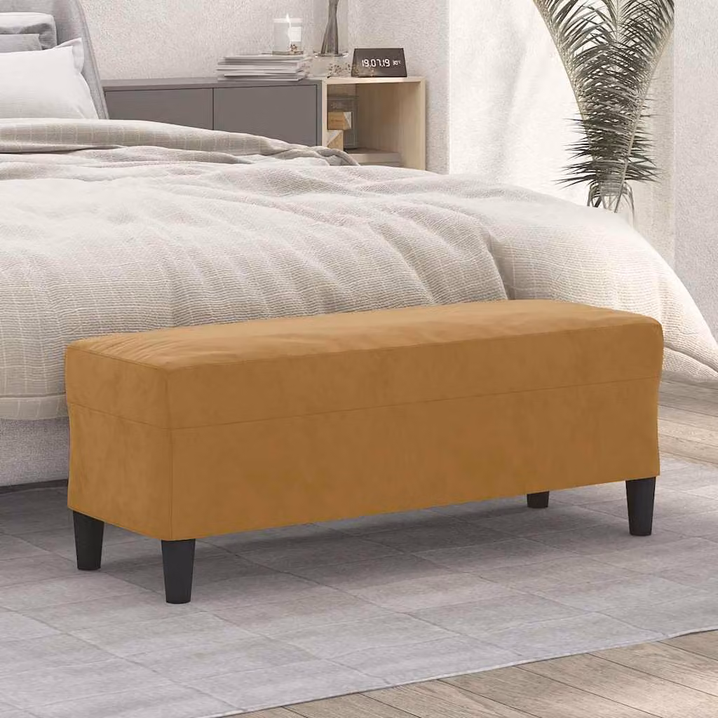 Panca moderna vidaXL in velluto marrone L 100 x P 35 x H 41 cm